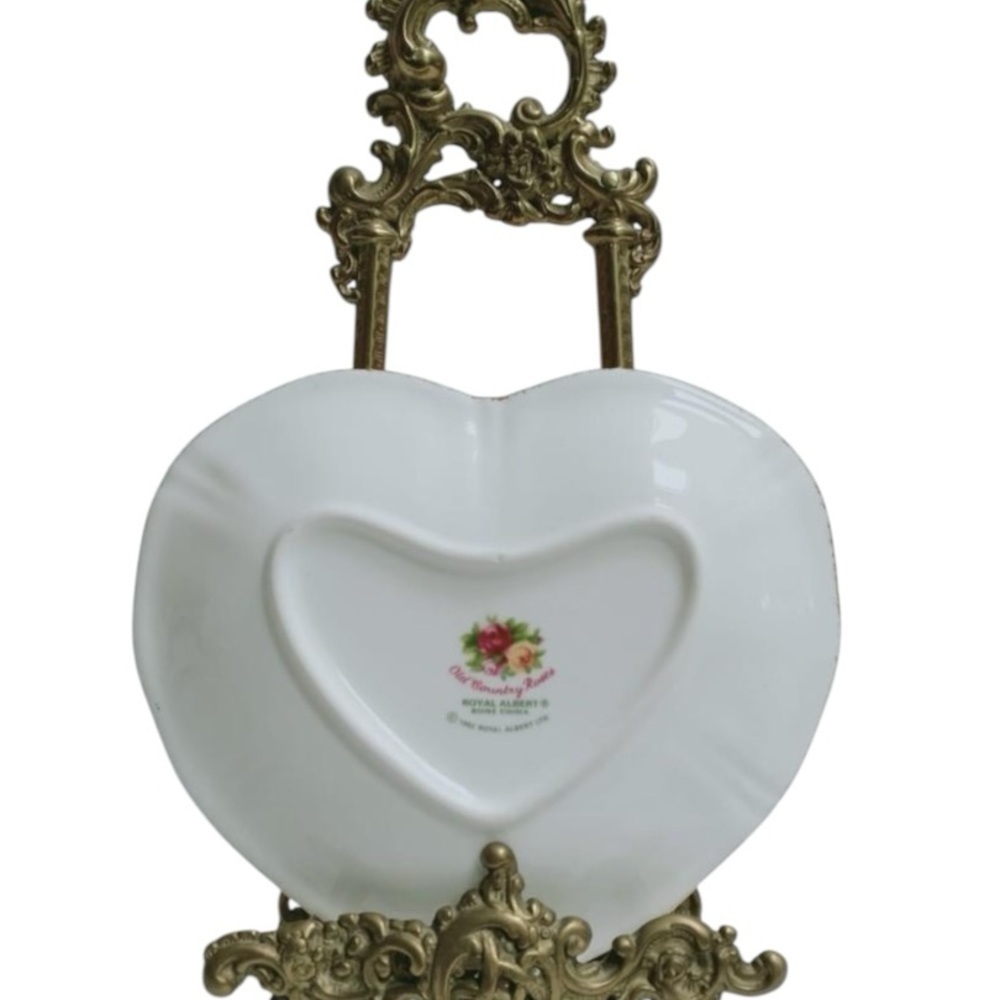Vintage Royal Albert Old Country Roses Bone China Heart Shaped Trinket Dish - Picture 9 of 9